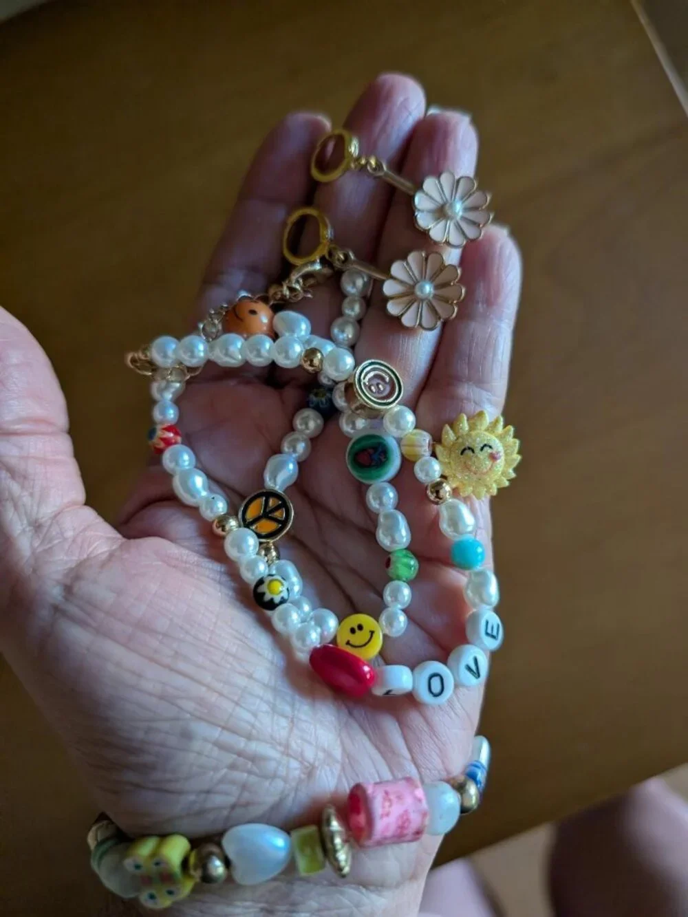 Multicolor Jewelry Set: Necklace, Stretch Bracelet, Earrings, Ring